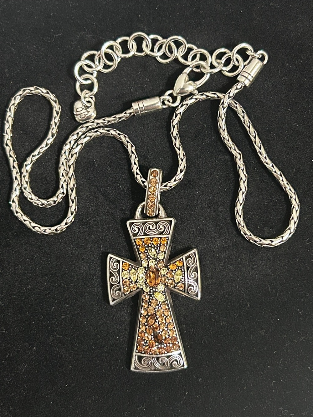 Brighton Crystal Voyage Topaz Hues Crystal Cross Pendant Necklace